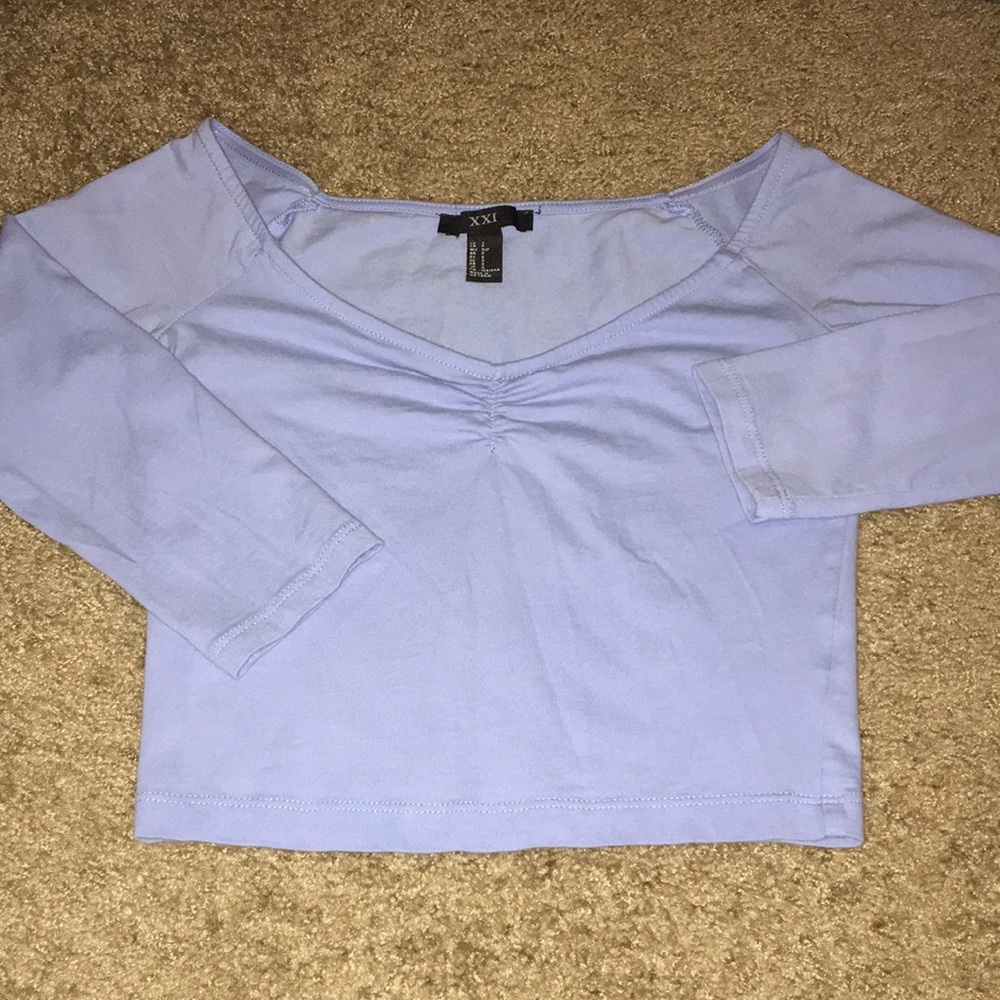 FOREVER21 XXI Off the shoulder 3/4 sleeve crop top